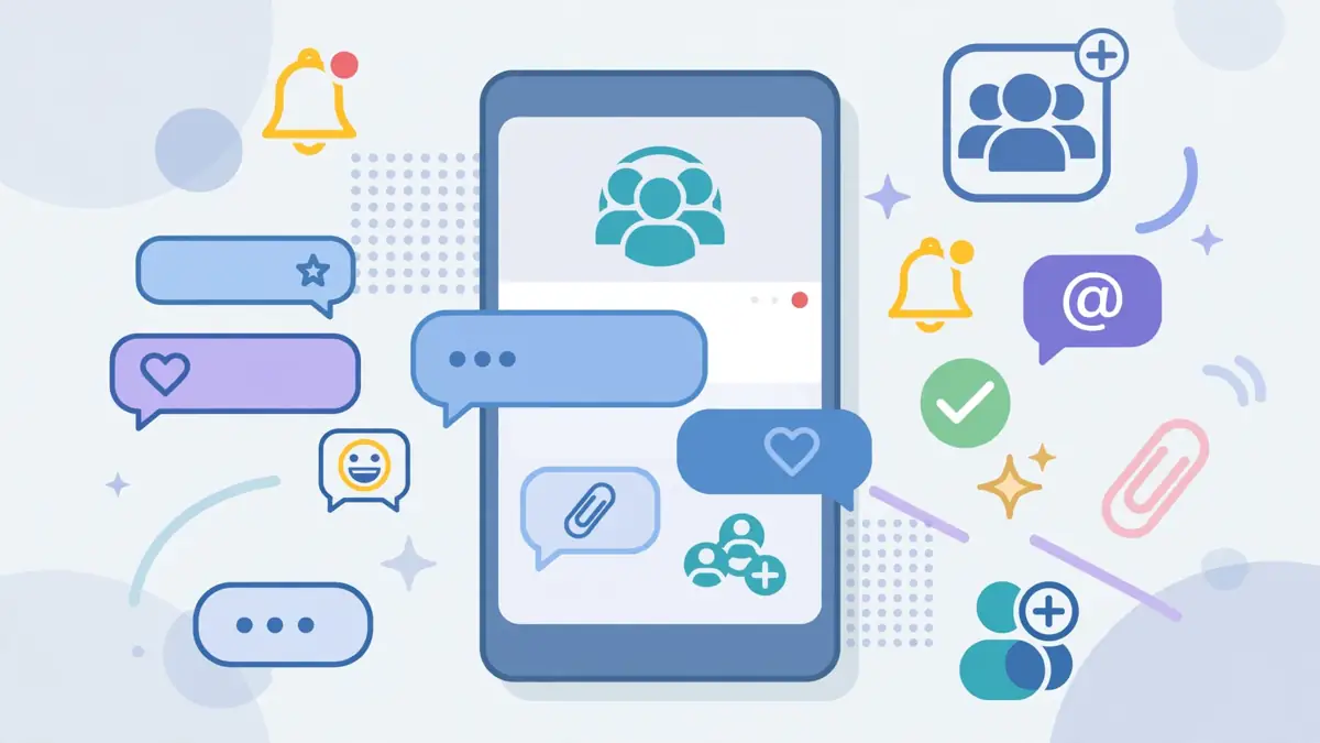 A smartphone showing new group chat features