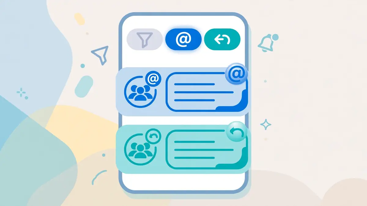 A chat filter highlighting mentions and replies in group chats